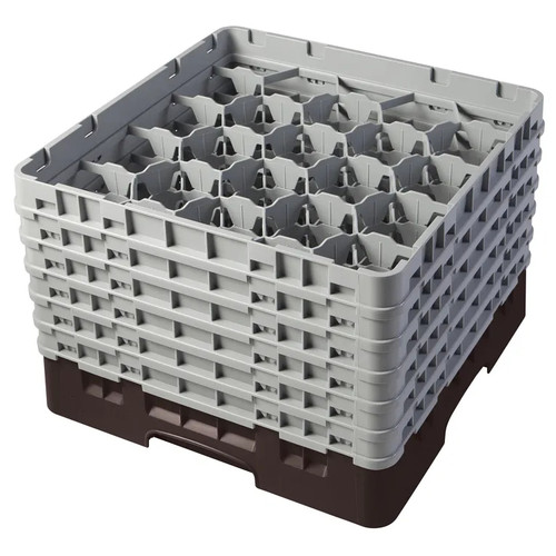 Cambro 20S1114167 19 3/4" x 19 3/4" x 13 3/4" Brown 20 Compartments Full Size with 6 Extenders Camrack Glass Rack - 2 Cases