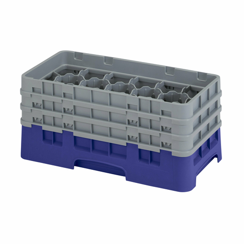 Cambro 17HS638186 10" x 19 3/4" x 8 7/8" Navy Blue 17 Compartments Half Size with 3 Extenders Camrack Glass Rack - 3 Cases