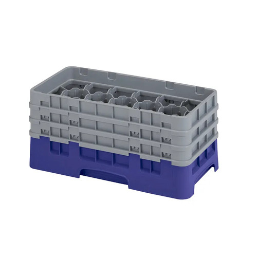 Cambro 17HS638186 10" x 19 3/4" x 8 7/8" Navy Blue 17 Compartments Half Size with 3 Extenders Camrack Glass Rack - 3 Cases