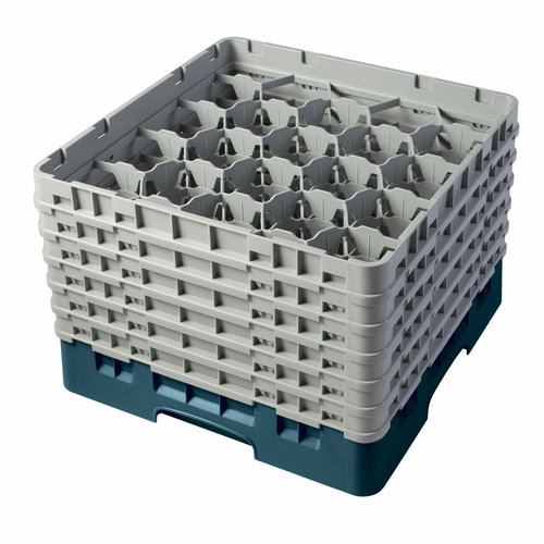 Cambro 20S1114414 19 3/4" x 19 3/4" x 13 3/4" Teal 20 Compartments Full Size with 6 Extenders Camrack Glass Rack - 2 Cases