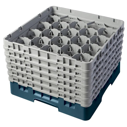 Cambro 20S1114414 19 3/4" x 19 3/4" x 13 3/4" Teal 20 Compartments Full Size with 6 Extenders Camrack Glass Rack - 2 Cases