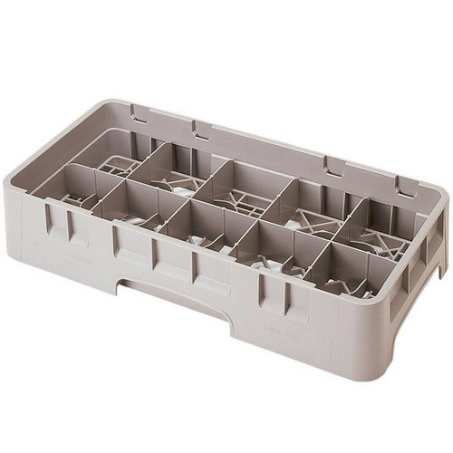 Cambro 10HS1114184 10" x 19 3/4" x 13 3/4" Beige 10 Compartments Half Size with 6 Extenders Camrack Glass Rack - 2 Cases