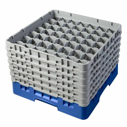 Cambro 49S1114168 19 3/4" x 19 3/4" x 13 3/4" Blue 49 Compartments Full Size with 6 Extenders Camrack Glass Rack - 2 Cases
