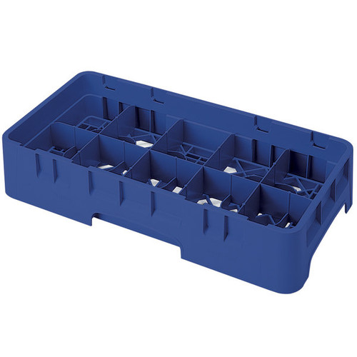Cambro 10HS1114186 10" x 19 3/4" x 13 3/4" Navy Blue 10 Compartments Half Size with 6 Extenders Camrack Glass Rack - 2 Cases