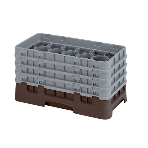 Cambro 17HS800167 10" x 19 3/4" x 10 1/2" Brown 17 Compartments Half Size with 4 Extenders Camrack Glass Rack - 2 Cases