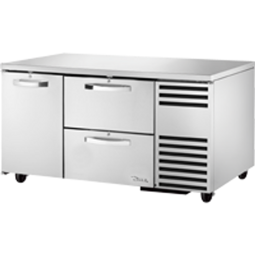 True TUC-60-32D-2-HC~SPEC3 29.75" H x 60.25" W x 32.25" D 1 Heavy-Duty Stainless Steel Door Stainless Steel Interior SPEC SERIES Deep Undercounter Refrigerator - 115 Volts 1-Ph