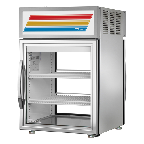 True GDM-05PT-S-HC~FGD01 24" W Stainless Steel Countertop Pass-Thru Refrigerated Merchandiser - 115 Volts