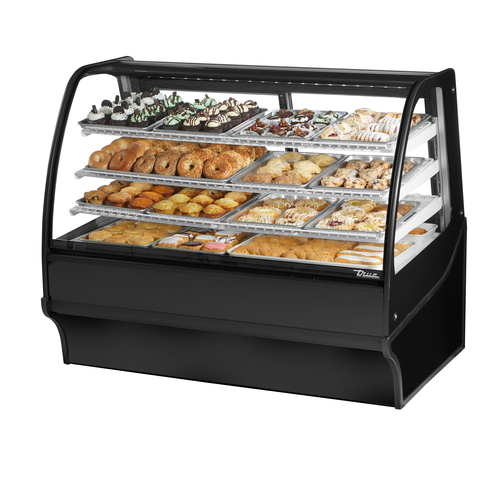 True TDM-DC-59-GE/GE-S-S 59.25" W Stainless Steel with Curved Glass Dry Non-Refrigerated Display Merchandiser - 115 Volts