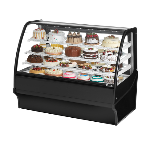 True TDM-R-59-GE/GE-S-S 59.25" W Stainless Steel with Curved Glass Refrigerated 3 Shelves Display Merchandiser - 115 Volts