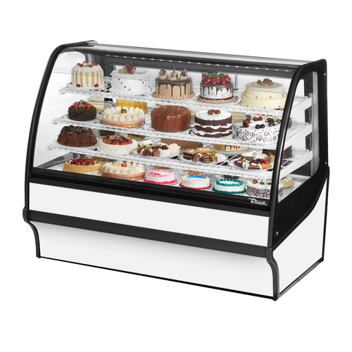 True TDM-R-59-GE/GE-S-W 59.25" W Stainless Steel White Finish with Curved Glass Refrigerated 3 Shelves Display Merchandiser - 115 Volts