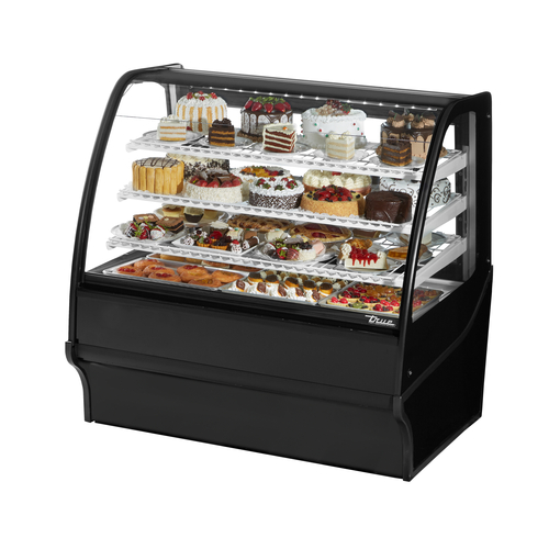 True TDM-R-48-GE/GE-B-W 48.25" W White and Black Finish with Curved Glass Refrigerated 3 Shelves Display Merchandiser - 115 Volts