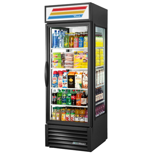 True GEM-23-HC~TSL01 White Aluminum Interior Powder Coated Steel Exterior 2 Low-E Thermal Glass Sides & 1 Hinged Door LED Interior Lights Glass End Merchandiser - 115 Volts