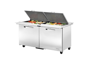 True TSSU-60-24M-B-DS-ST-HC~SPEC3 60.38" W Two Section SPEC SERIES® Dual Side Mega Top Sandwich/Salad Unit - 115 Volts