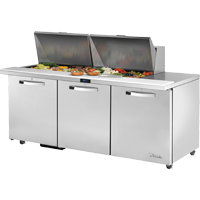 True TSSU-72-24M-B-ST-HC~SPEC3 72.38" W Three Section SPEC SERIES® Mega Top Sandwich/Salad Unit - 115 Volts
