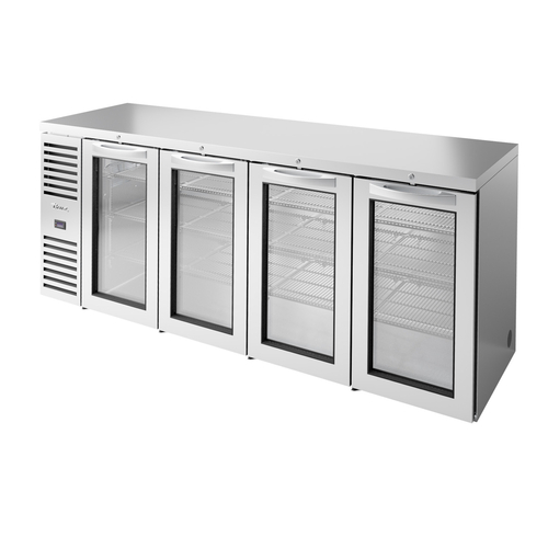 True TBR92-RISZ1-L-S-GGGG-1 92" W Stainless Steel Glass Refrigerated Back Bar Cooler