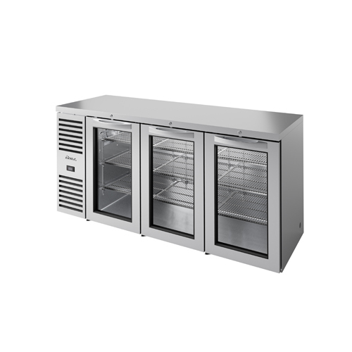 True TBR84-RISZ1-L-S-GGG-1 84" W Stainless Steel Glass Refrigerated Back Bar Cooler
