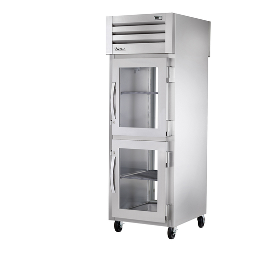 True STA1RPT-2HG-1G-HC 2 Glass Half Doors Front 1 Glass Door Rear LED Interior Lights Pass-Thru SPEC SERIES Refrigerator - 115 Volts