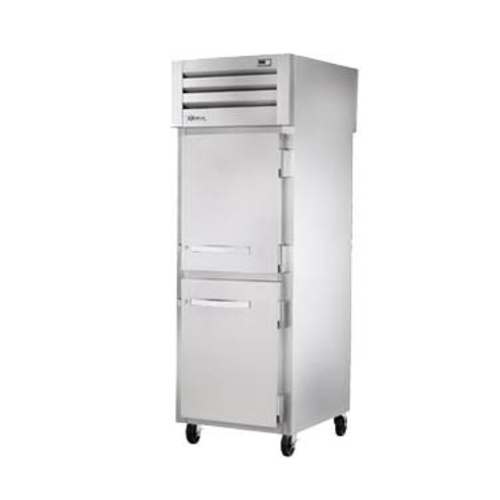 True STG1RPT-2HS-2HS-HC 2 Stainless Steel Half Doors Front 2 Stainless Steel Half Doors Rear LED Interior Lights Pass-Thru SPEC SERIES Refrigerator - 115 Volts