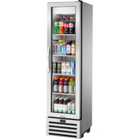 True T-11G-HC~FGD01 1 Glass Door 3 PVC Coated Adjustable Wire Shelves LED Interior Lightning Reach-In Refrigerator - 115 Volts