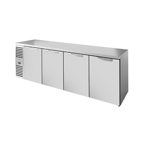 True TBR108-RISZ1-L-S-SSSS-1 108" W Stainless Steel Solid Refrigerated Back Bar Cooler