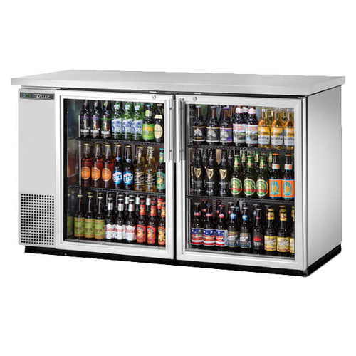 True TBB-24-60G-S-HC-LD 61.13" W Two-Section Stainless Steel Solid Doors Back Bar Cooler - 115 Volts