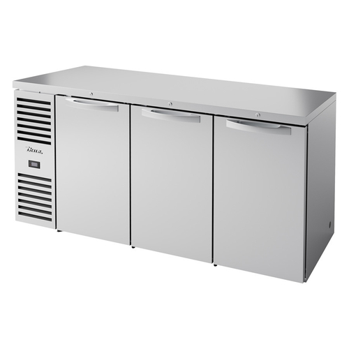 True TBR72-RISZ1-L-S-SSS-1 72" W Stainless Steel Glass Refrigerated Back Bar Cooler - 155 Volts