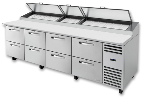 True TPP-AT-119D-8-HC~SPEC3 119.25" W Four Section SPEC SERIES® Pizza Prep - 115 Volts