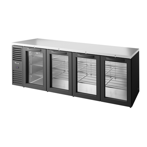 True TBR108-RISZ1-L-B-GGGG-1 108" W Stainless Steel Glass Refrigerated Back Bar Cooler
