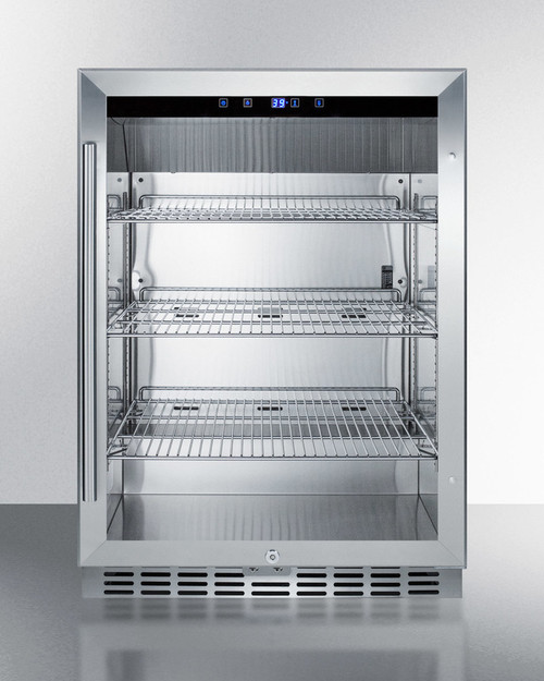 Summit SCR611GLOS 23.63" W Stainless Steel Hinged Refrigerated Merchandiser - 115 Volts 1-Ph
