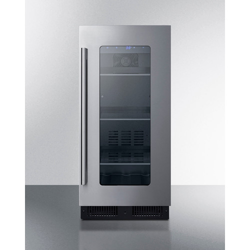 Summit ALBV15CSS 14.75" W Stainless Steel Hinged Door Undercounter Beverage Center - 115 Volts 1-Ph