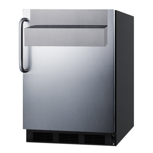 Summit FF7BKBISSTBADASR 23.63" W Black Stainless Steel Undercounter Refrigerator - 115 Volts
