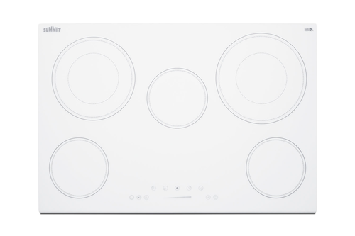 Summit CR5B30T8W White Ceramic Finish Five Burner Built-in Electric Radiant Cooktop - 240 Volts