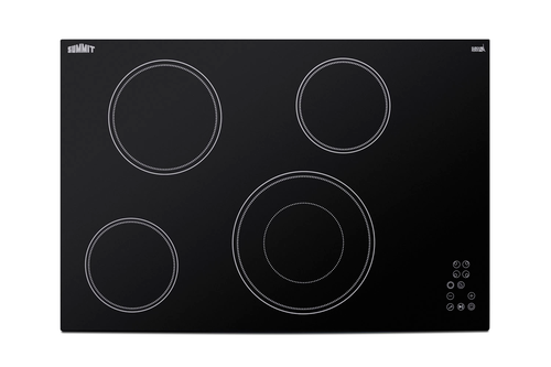 Summit CR4B30T11B Black Ceramic Finish Four Burner Electric Radiant Cooktop - 240 Volts