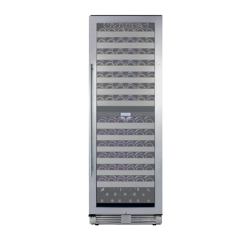 Summit SWCP2163CSS 23.5" W Stainless Steel Single Section Glass Door Dual Zone Wine Cellar - 115 Volts