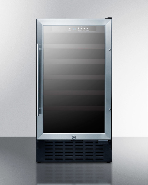 Summit SWC1840BCSS 17.75" W Stainless Steel Single Section Glass Door Wine Cellar - 115 Volts