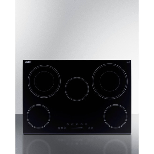 Summit CR5B30T7B Black Ceramic Finish Five Burner Built-in Electric Radiant Cooktop - 240 Volts