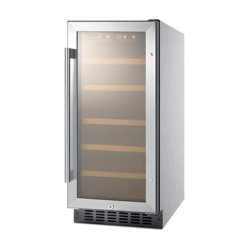 Summit ALWC15CSS 14.75" W Stainless Steel Single Section Glass Door Wine Cellar - 115 Volts