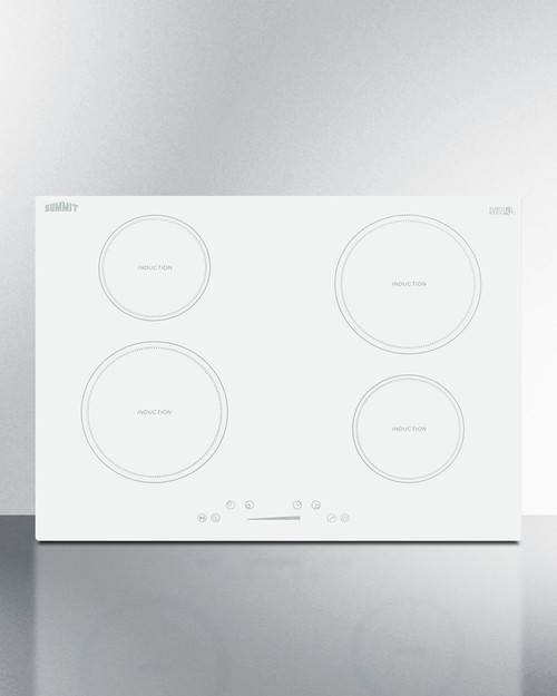 Summit SINC4B302W 30" W EuroKera Glass Surface White Finish Four Burner Drop In Induction Cooktop - 240 Volts