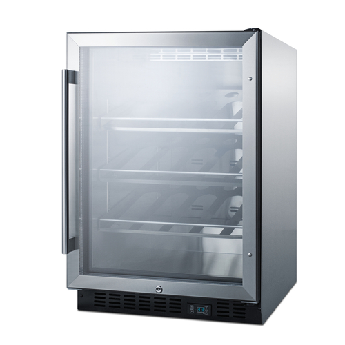 Summit SCR610BLCHCSS 24" W Stainless Steel Single Section Glass Door Wine Cellar - 115 Volts
