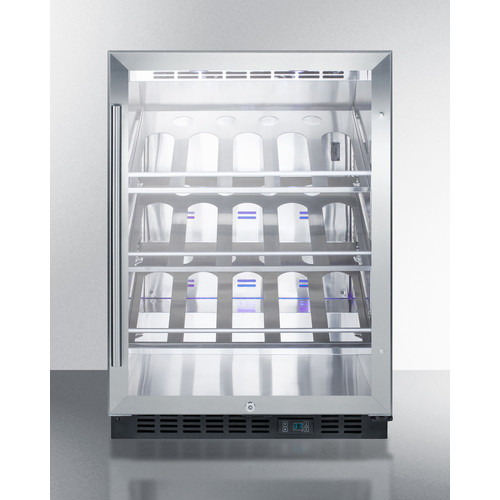 Summit SCR610BLCHCSS 24" W Stainless Steel Single Section Glass Door Wine Cellar - 115 Volts