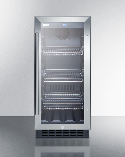 Summit SCR1536BGCSS 14.75" W Stainless Steel Hinged Beverage Merchandiser - 115 Volts 1-Ph