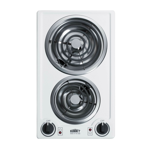 Summit CCE211WH White Porcelain Cooktop Two Burner Electric Radiant Cooktop - 115 Volts