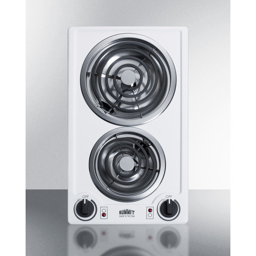 Summit CCE211WH White Porcelain Cooktop Two Burner Electric Radiant Cooktop - 115 Volts