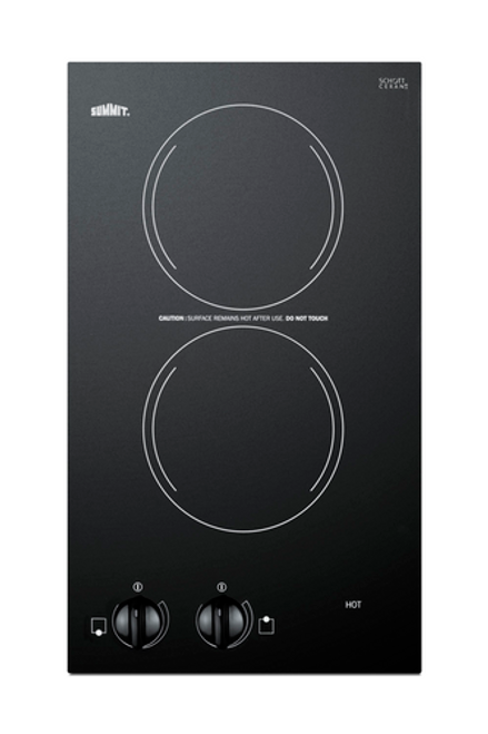 Summit CR2110B Black Schott Finish Two Burner Electric Radiant Cooktop - 115 Volts