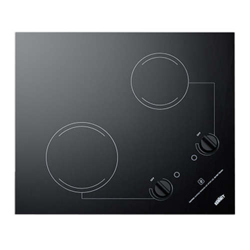 Summit CR2B121 Black Ceramic Glass Top Two Burner Electric Radiant Cooktop - 115 Volts