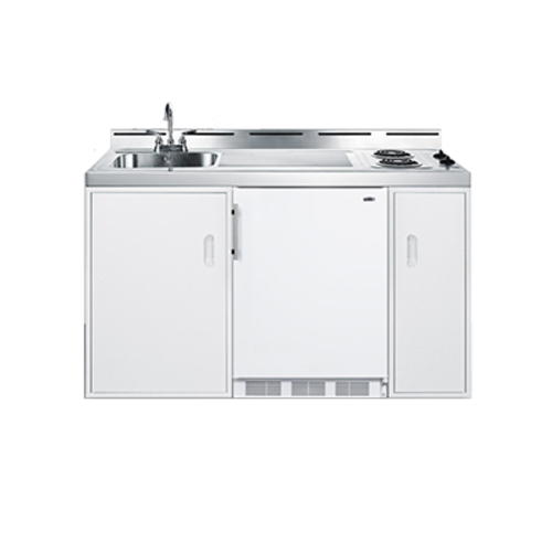 Summit C60EL 59.18" W x 24" D x 40" H White Exterior All-in-One Combo Kitchen - 115 Volts