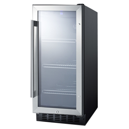 Summit SCR1536BG 14.75" W Black Hinged Beverage Merchandiser - 115 Volts 1-Ph