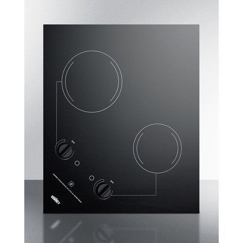 Summit CR2B223G Black Ceramic Glass Top Two Burner Electric Radiant Cooktop - 220 Volts