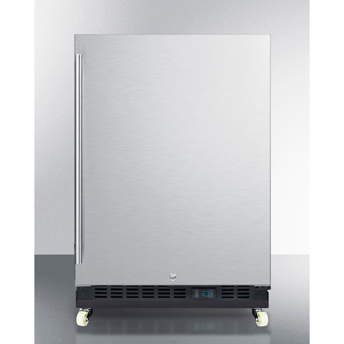 Summit SCR610BLSDRI 23.63" W Black Stainless Steel Undercounter All-Refrigerator - 115 Volts
