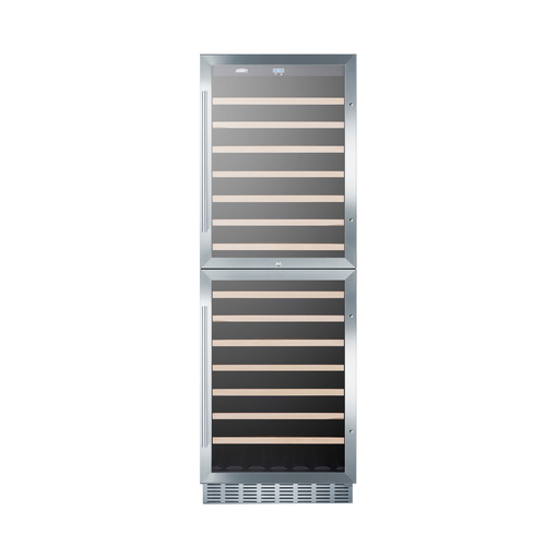 Summit SWC1875BCSS 23.63" W Stainless Steel Dual Section Glass Door Dual Zone Wine Cellar - 115 Volts